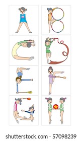 Making alphabets by different of gymnastics posing. A to H.