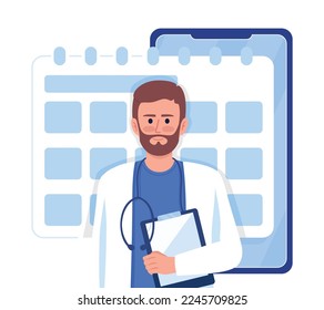 Making appointment online flat concept vector illustration. Scheduling visit to doctor. Editable 2D cartoon characters on white for web design. Creative idea for website, mobile, presentation