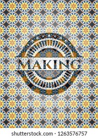 Making arabic style badge. Arabesque decoration.