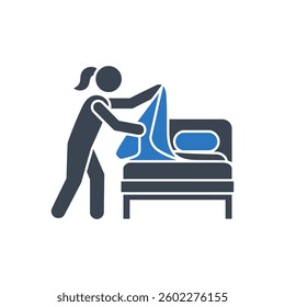 Making Bed Icon On White Background