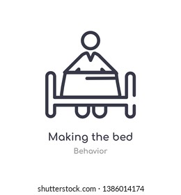 making the bed outline icon. isolated line vector illustration from behavior collection. editable thin stroke making the bed icon on white background