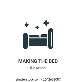 Making the bed vector icon on white background. Flat vector making the bed icon symbol sign from modern behavior collection for mobile concept and web apps design.