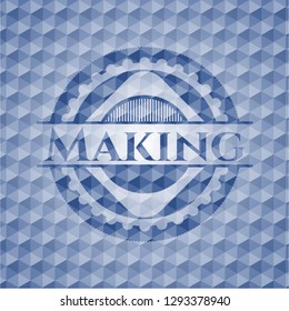 Making blue polygonal emblem.