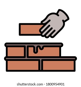 Making brick wall icon. Outline making brick wall vector icon for web design isolated on white background