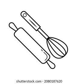 Making Cake icon design, outline of making cake isolated on white background