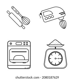 Making Cake icon design, outline of making cake isolated on white background