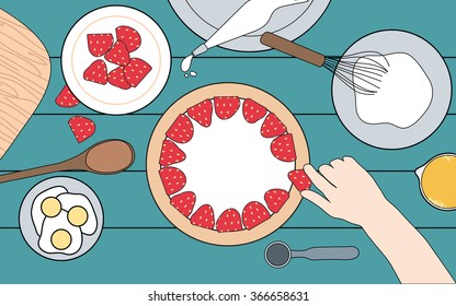 Making cake, top view