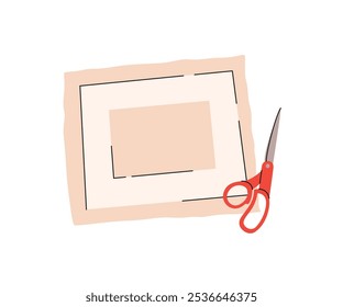 Fazendo papelão para pinturas. Passepartout. Amostras coloridas de papel para enquadramento. Oficina de enquadramento, indústria criativa. Ilustração de vetor plano de artesanato feito à mão isolado no fundo branco.