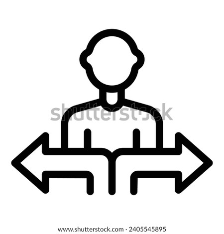 Making choice icon outline vector. Cognitive decision selection. Confused human mind