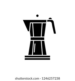 Making coffee black icon, vector sign on isolated background. Making coffee concept symbol, illustration 