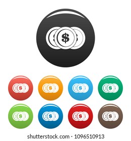 Making coin icon. Simple illustration of making coin vector icons set color isolated on white