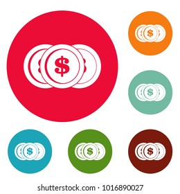 Making coin icons circle set vector isolated on white background