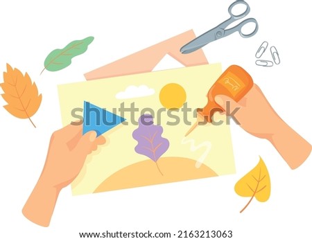 Making collage icon. Handmade symbol. Hobby craft isolated on white background