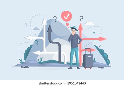Making confusion. Doubts man surrounded by question marks. Questions dilemma situations. Asking questions. Confused people. Making choice. Being confused. Thinking or make decision. Solving problem