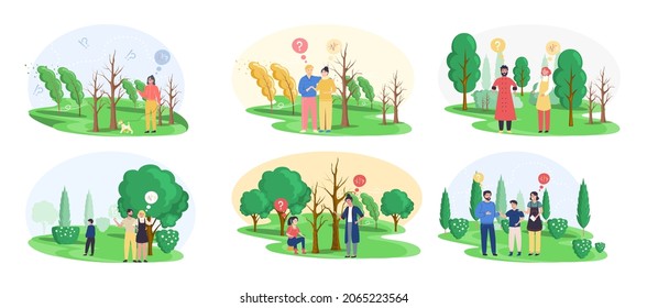 Making confusion. Doubts person surrounded by question marks. Questions dilemma situations. Asking questions. Confused people. Making choice. Being confused. Thinking or make decision. Solving problem