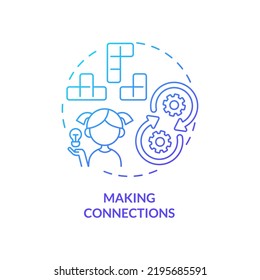 Making Connections Blue Gradient Concept Icon. Basic Life Skill For Kid Abstract Idea Thin Line Illustration. Solving Problems. Flexible Thinking. Isolated Outline Drawing. Myriad Pro-Bold Font Used