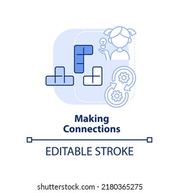 Making Connections Light Blue Concept Icon. Basic Life Skill For Kid Abstract Idea Thin Line Illustration. Solve Problems. Isolated Outline Drawing. Editable Stroke. Arial, Myriad Pro-Bold Fonts Used