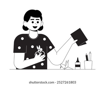Making crafts from cut and folded paper, vector illustration.
