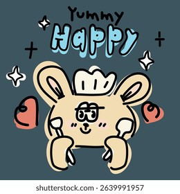 Making cute rabbit posters cute bread  delicious food  cute and adorable heart vector  happy little wallpaper stickers.