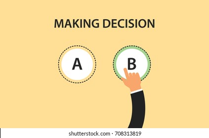 Making Decision Concept Symbol With Two Option A And B With Hand Choose One Of It