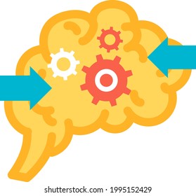 Making decision function of brain icon vector. Learning strategy, memory and education, self improvement anatomically mind functional. Anatomy intellectual organ. Contour illustration