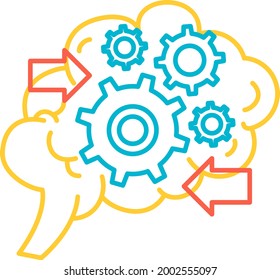 Making decision function of brain icon vector. Learning strategy, memory and education, self improvement anatomically mind functional. Anatomy intellectual organ. Contour illustration