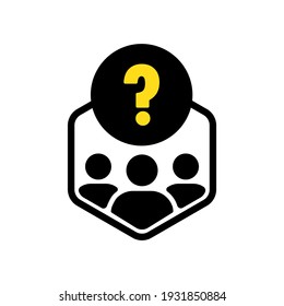Making decisions icon. Indecision. A lot of questions. Way direction icon. Research in society or leadership icon. Concept of manager making decision or choice for business.