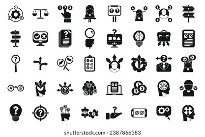 Los iconos de toma de decisiones establecen un vector simple. Prueba de sesgo. Buscar oportunidad de identidad