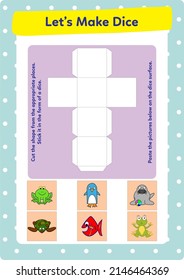 Making dice from paper for kids