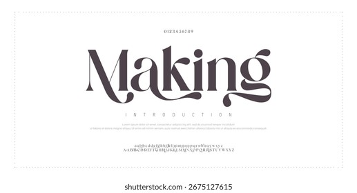 Fazendo fonte e número de letras do alfabeto elegante. Clássico Lettering minimal Fashion Designs. Tipografia modernas fontes serif conceito vintage decorativo regular. ilustração vetorial
