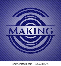 Making emblem with jean background