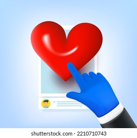 Making evaluation in internet. I love it concept. 3d vector illustration
