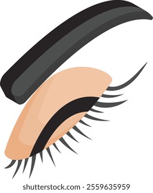 Making Eyebrow Prominent with makeup isometric concept, Big eyelashes and Upper lid area vector icon design, beauty personal care symbol, cosmetic dermatology sign, body aesthetics stock illustration