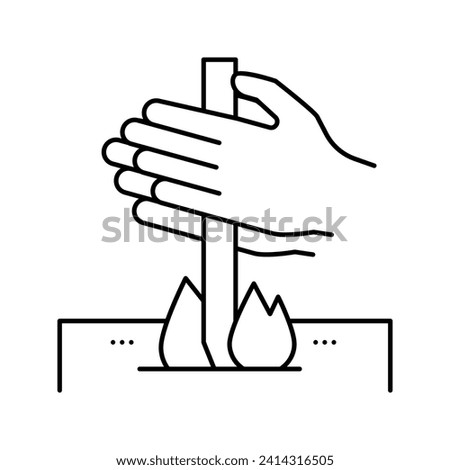 making fire by friction line icon vector. making fire by friction sign. isolated contour symbol black illustration