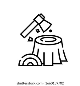 Making firewood line icon, concept sign, outline vector illustration, linear symbol.