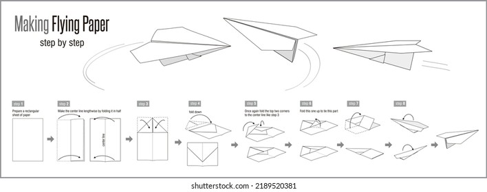 Fabricación de papel volador, el arte del plegado de papel, ilustración vectorial