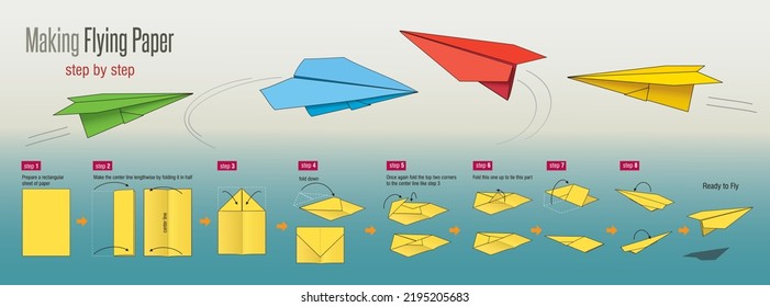 Making Flying Paper Colored, vector illustration