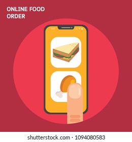 Making Food Order Isometric Flat Icon, Vector illustration From Smartphone