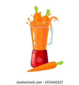 Making fresh smoothie in electric blender, preparation healthy organic food. Vector illustration flat cartoon icon isolated on white background.