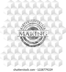 Making grey badge with geometric cube white background