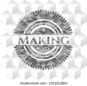 Making grey emblem with cube white background