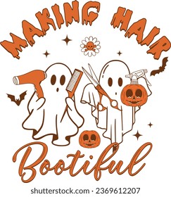 Making Hair Bootiful, Boojee Ghost, Spooky Pumpkin, Bootiful Halloween, Hair Stylist Ghost, Hair Stylist Gifts, Trendy Ghost