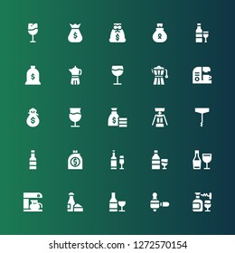 making icon set. Collection of 25 filled making icons included Wine, Coffee maker, Money bag, Corkscrew