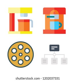 making icon set. vector set about hierarchical structure, coffee maker and film icons set.