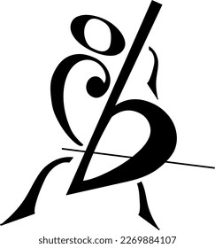 Making illustrations of Cello player using music symbols, such as CLEF, Music Notation, etc.