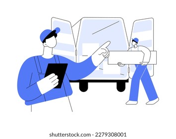 Making inventory abstract concept vector illustration. Full service movers making inventory, real estate business, couriers delivery services, packages transportation management abstract metaphor.