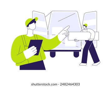 Making inventory abstract concept vector illustration. Full service movers making inventory, real estate business, couriers delivery services, packages transportation management abstract metaphor.