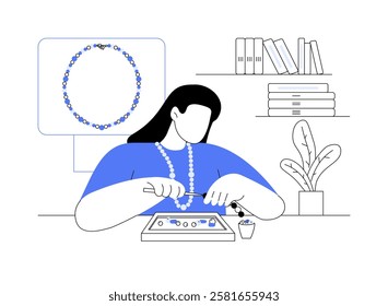 Making jewelry isolated cartoon vector illustrations. Professional jewelry designer creating bracelet, small business, beauty industry, fashion design, accessories brand vector cartoon.