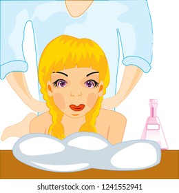 Making look younger and beautiful girl on massage