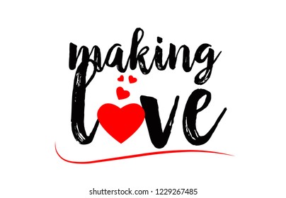 making love word text with red love heart suitable for logo or typography design